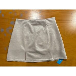 NEW Faux Vegan Suede Short Mini Skirt Cupshe‎ Womens L Beige Tan Bodycon Fitted